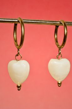 Gouttes d’Amour Ivoire Boucles d'oreilles Fait main en acier inoxydable doré