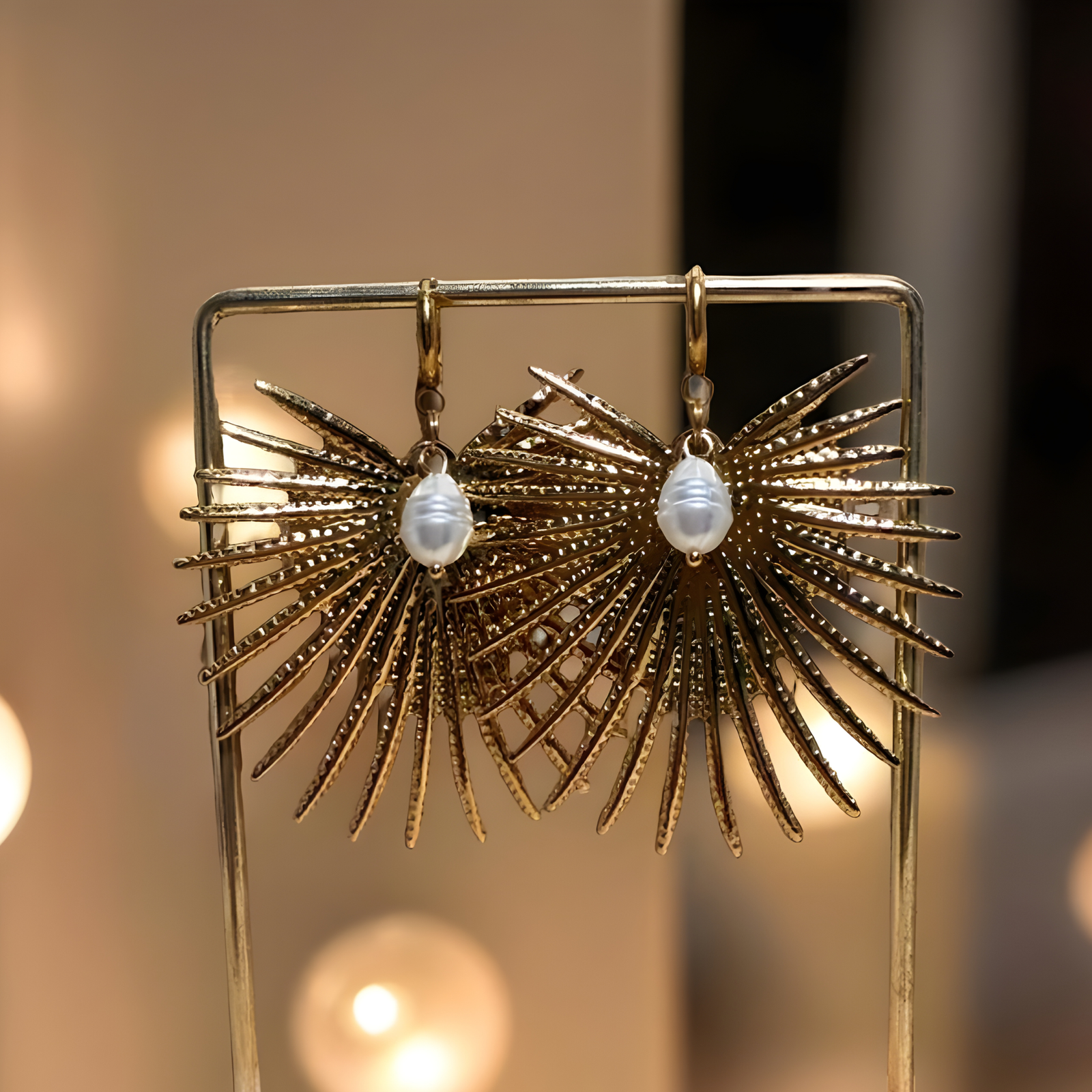 Radiance Perla boucles d'oreilles Fait main en acier inoxydable doré