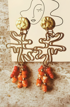 Récif boucles d'oreilles Fait main en acier inoxydable doré