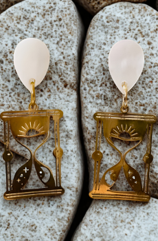 Sables du Temps Boucles d'oreilles Fait main en acier inoxydable doré