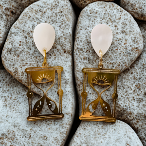 Sables du Temps Boucles d'oreilles Fait main en acier inoxydable doré