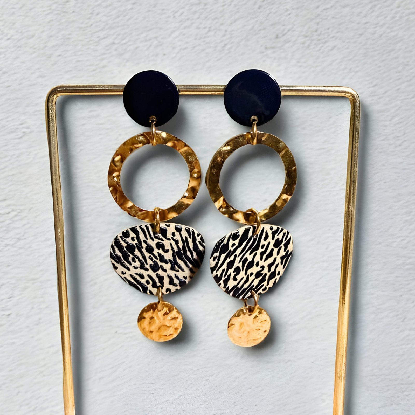 Savannah Chic – Boucles d'Oreilles Fait Main en Acier Inoxydable Doré