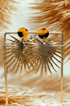 Solaris boucles d'oreilles Fait main en acier inoxydable doré