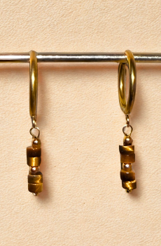 Spirales de tigre Boucles d'oreilles Fait main en acier inoxydable doré