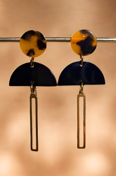 Tortoise oro boucles d'oreilles Fait main en acier inoxydable doré