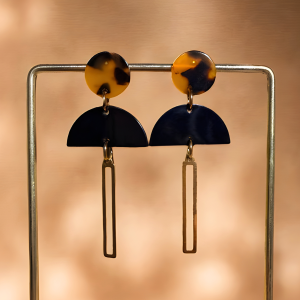 Tortoise oro boucles d'oreilles Fait main en acier inoxydable doré