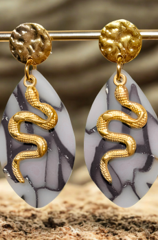 Viperia Oro boucles d'oreilles Fait main en acier inoxydable doré