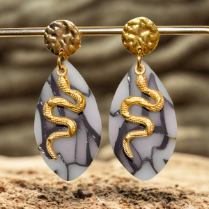 Viperia Oro boucles d'oreilles Fait main en acier inoxydable doré