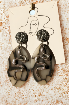 Viperia Plata boucles d'oreilles Fait main en acier inoxydable Argenté