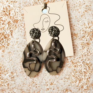 Viperia Plata boucles d'oreilles Fait main en acier inoxydable Argenté