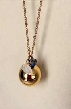 Collier de grossesse – Lapis-lazuli & Quartz clair